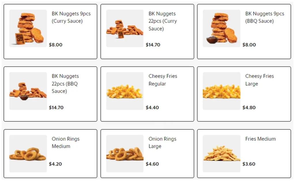 burger king menu 2023 singapore sides and desserts 1