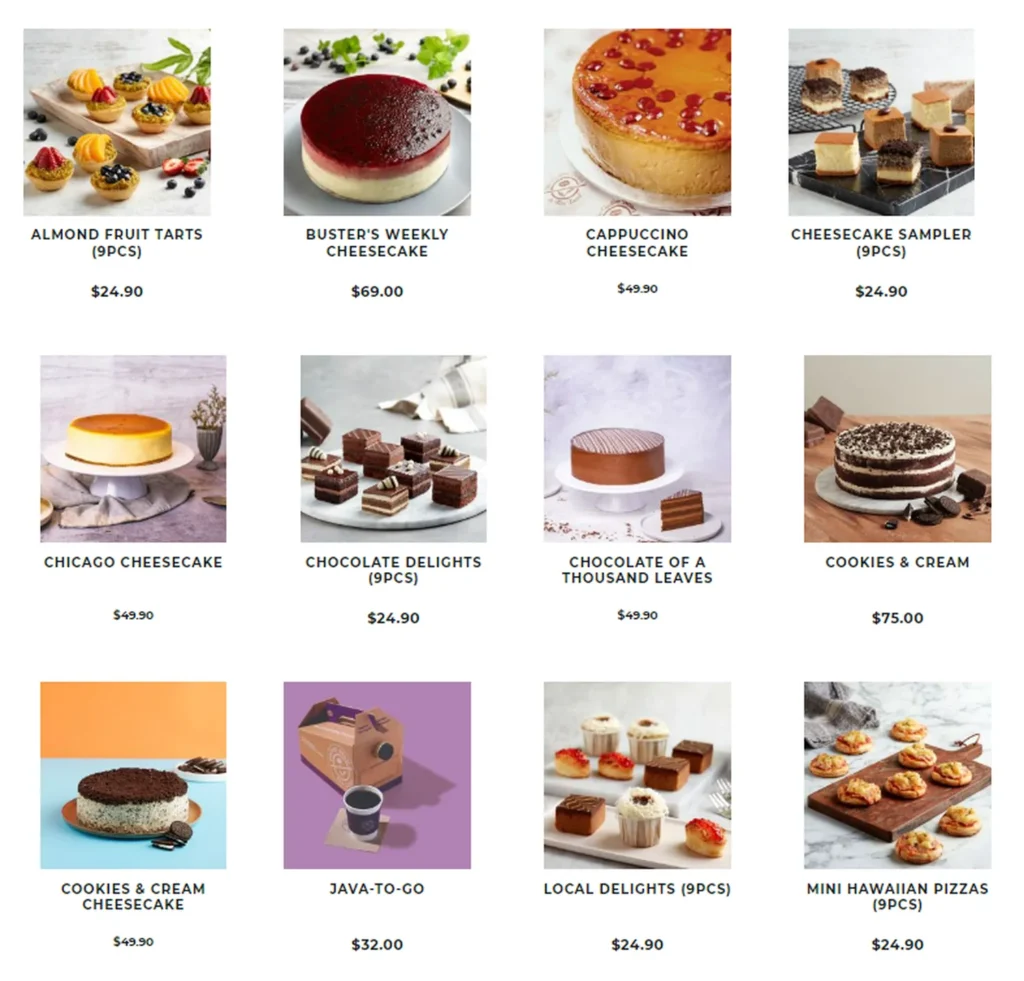 coffe bean menu singapore whole cakes and party packs 1