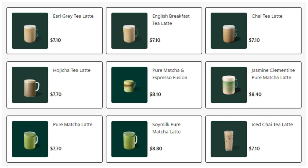 starbucks menu singapore 2023 tea lattes 1