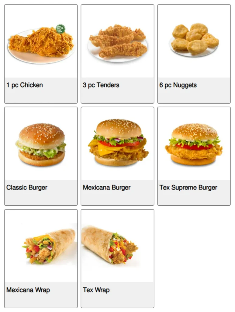 texas chicken menu singapore ala carte 2