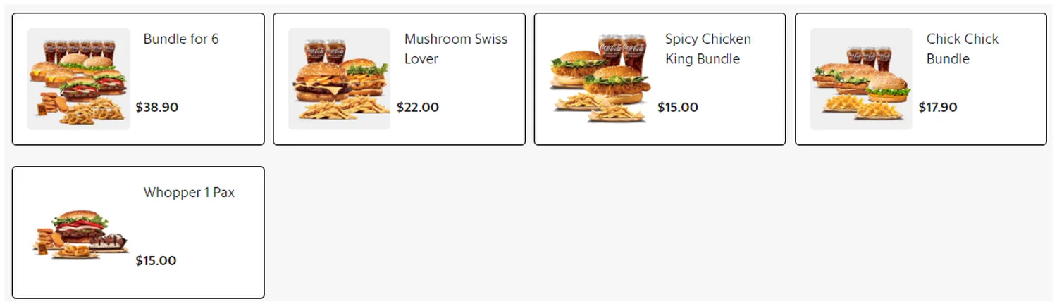 burger king menu 2023 singapore delivery bundles