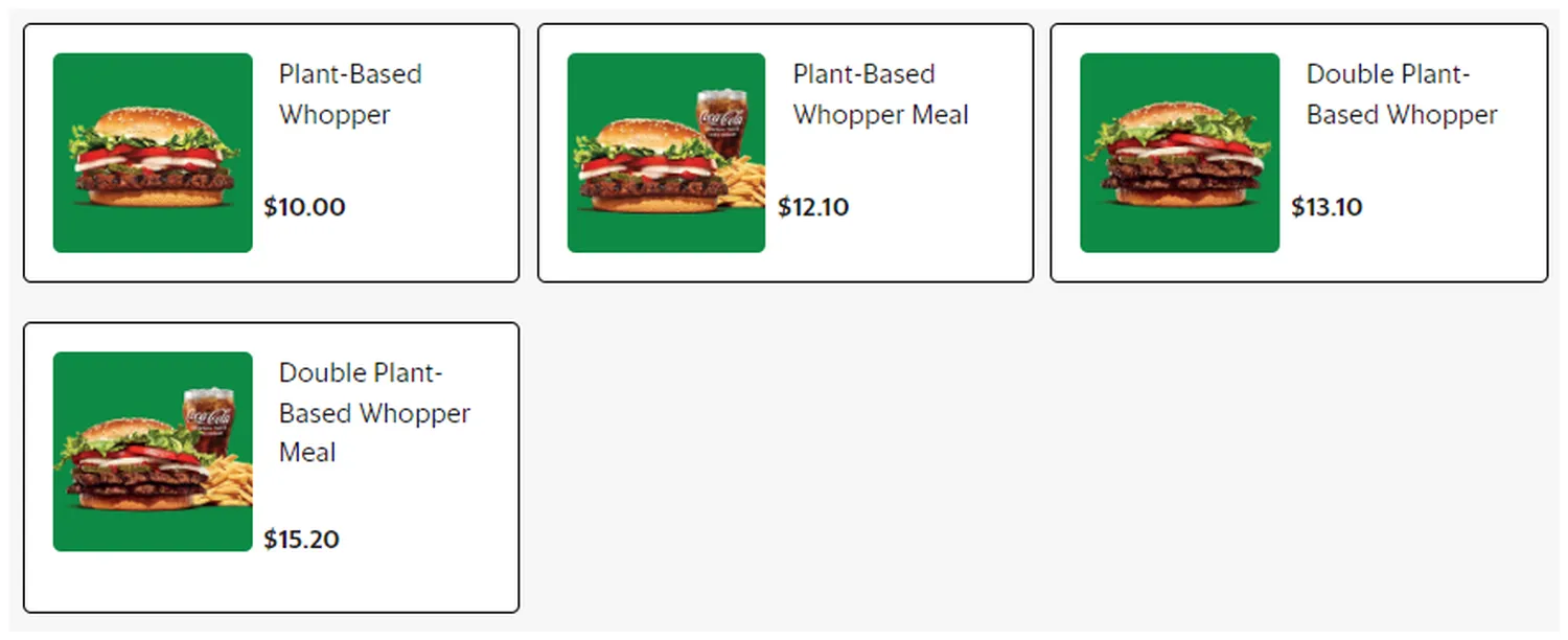 burger king menu 2023 singapore plant based whopper
