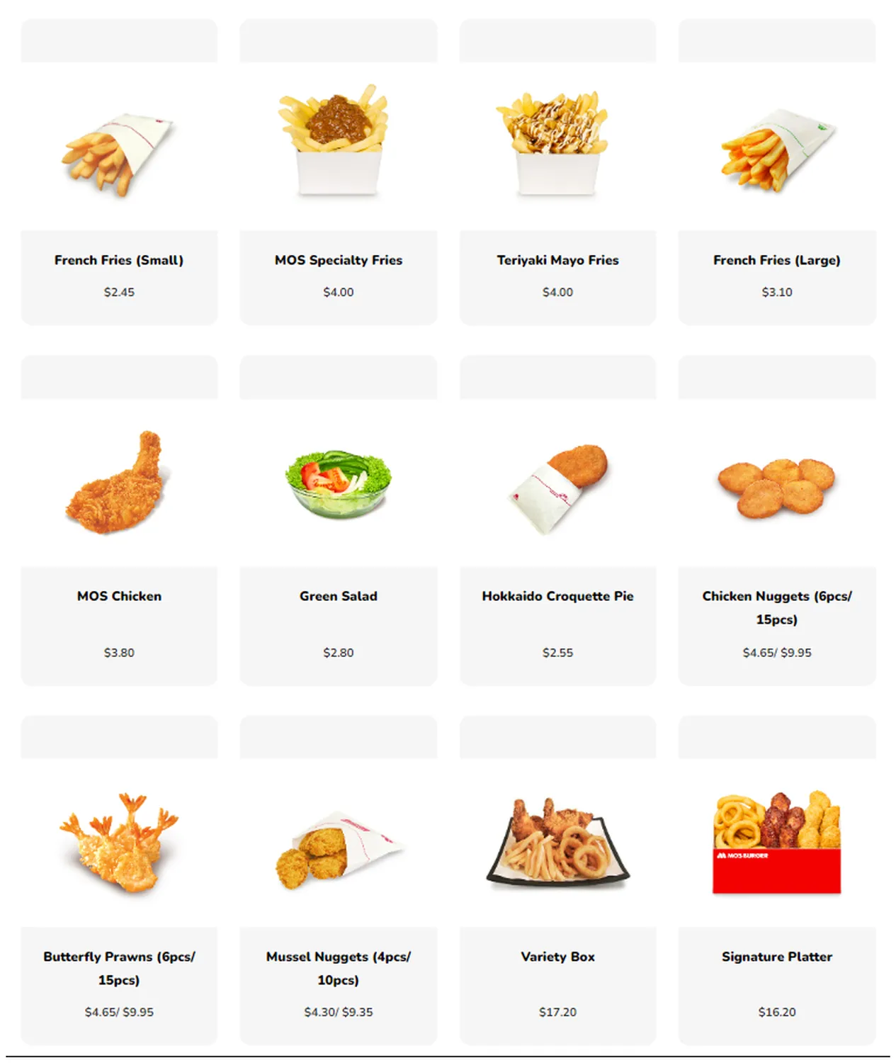 mos burger menu singapore snacks