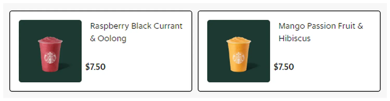 starbucks menu singapore 2023 juice frappuccino®