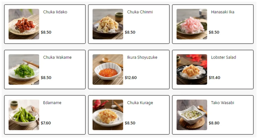 sushi tei menu singapore appetisers 1