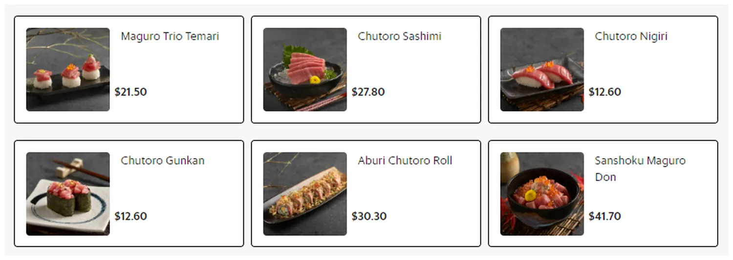 sushi tei menu singapore chutoro feast