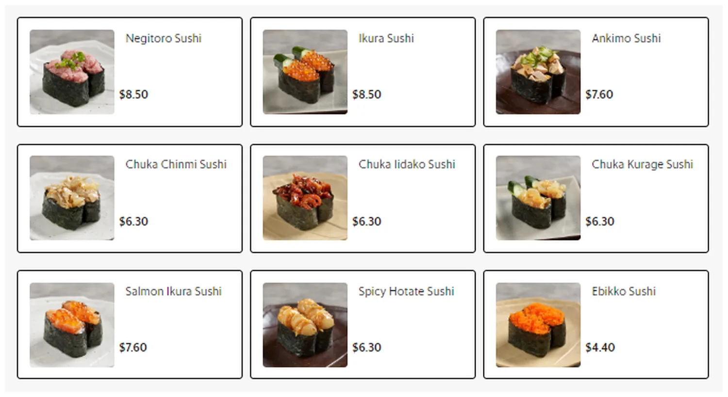 sushi tei menu singapore gunkan sushi 1