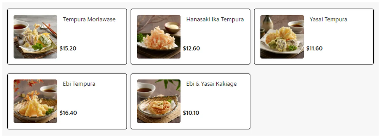 sushi tei menu singapore tempura