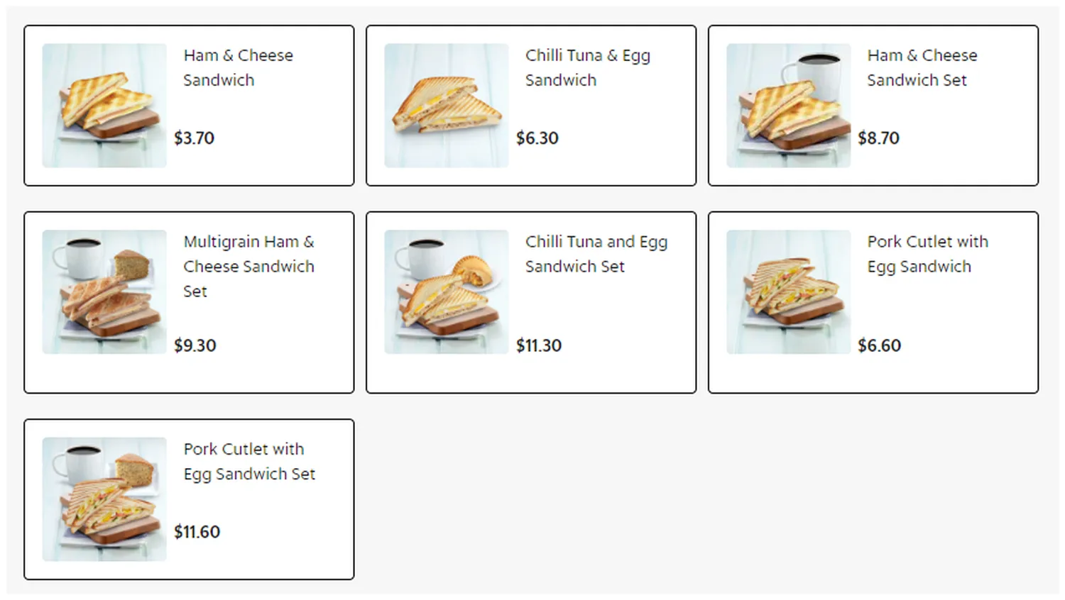 toast box menu singapore sandwich