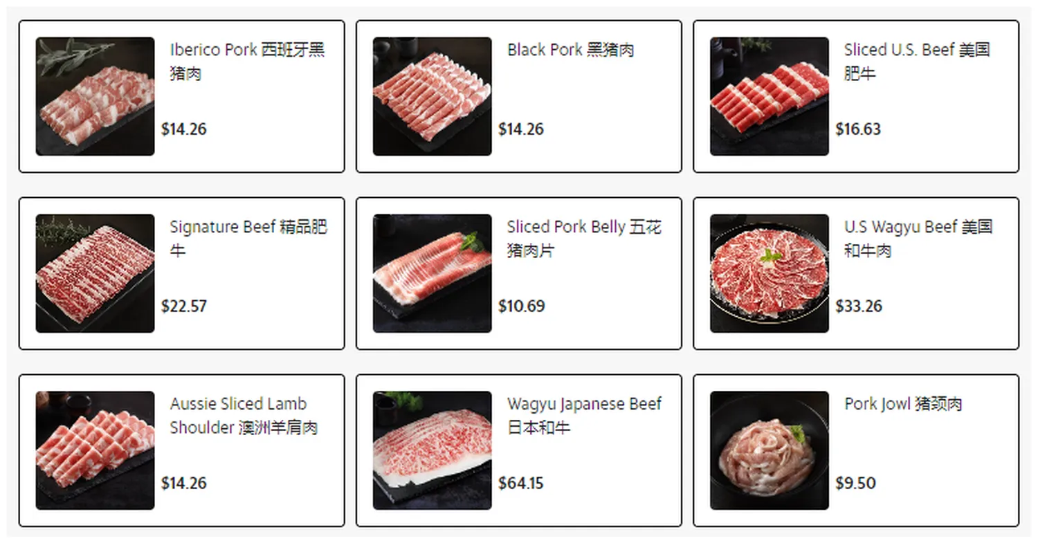 haidilao menu singapore beef mutton meat