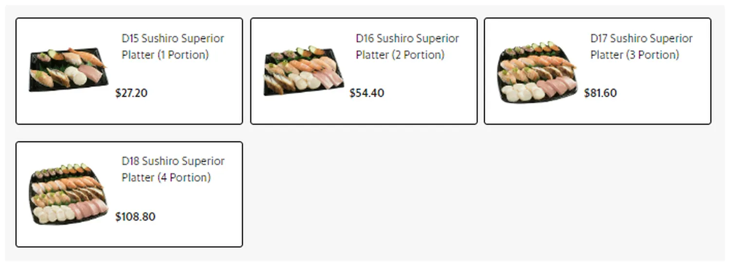 sushiro menu singapore sushiro superior platter