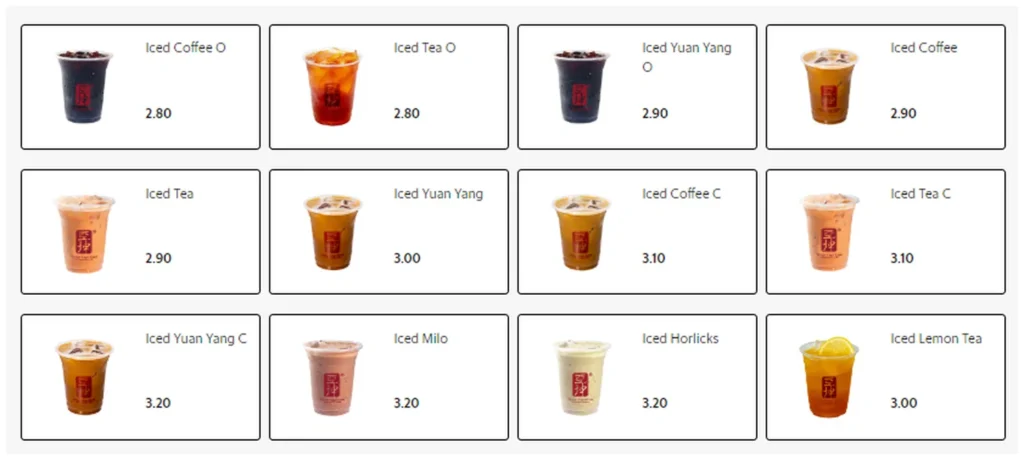 ya kun kaya menu singapore cold beverages 1