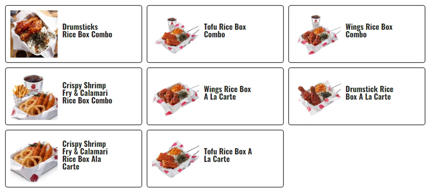 4fingers menu singapore rice boxes