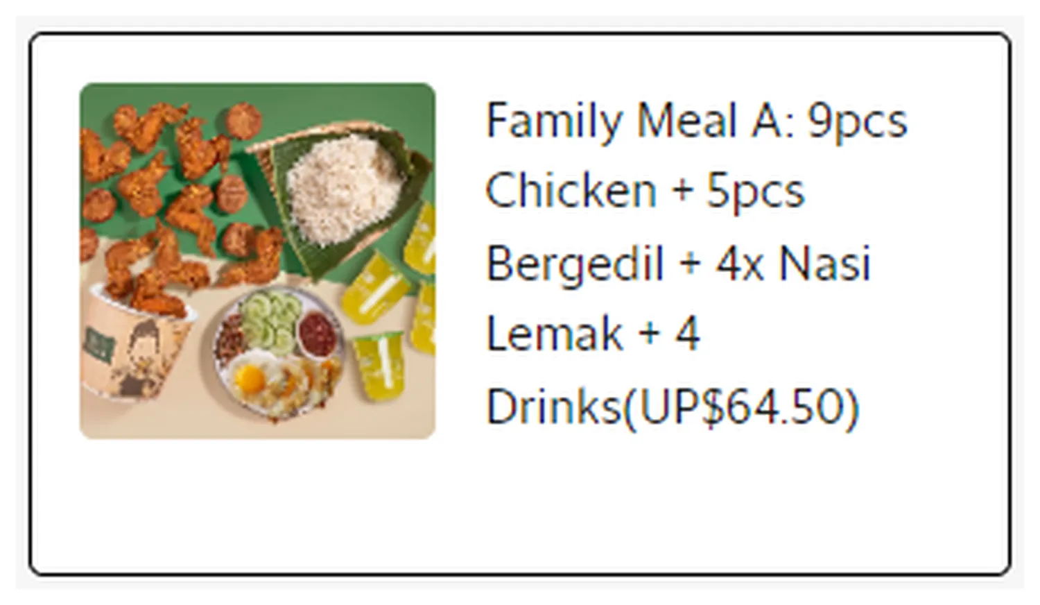 crave nasi lemak menu singapore 4 5 pax Family Meal