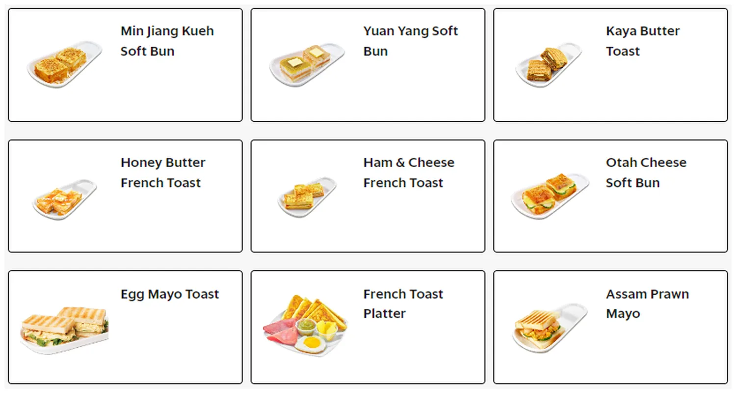 fun toast menu singapore ala carte toast