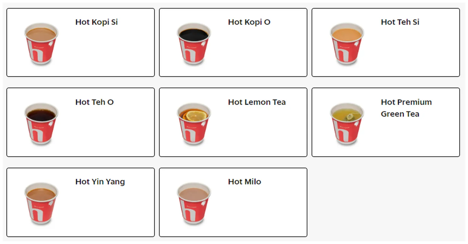 hans menu singapore hot beverage