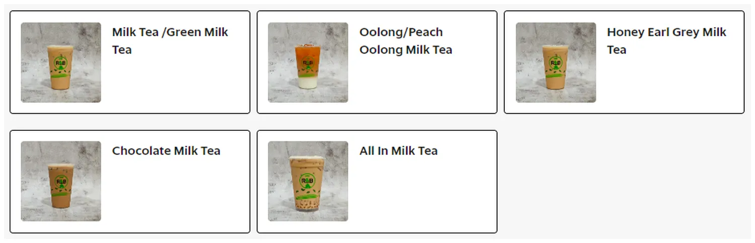 rb tea menu singapore milk tea