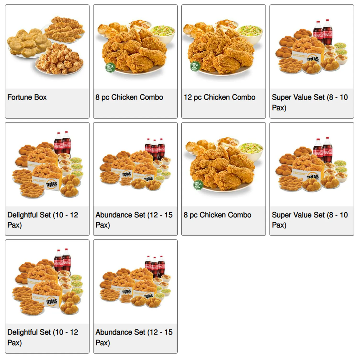 texas chicken menu singapore family meals or party set