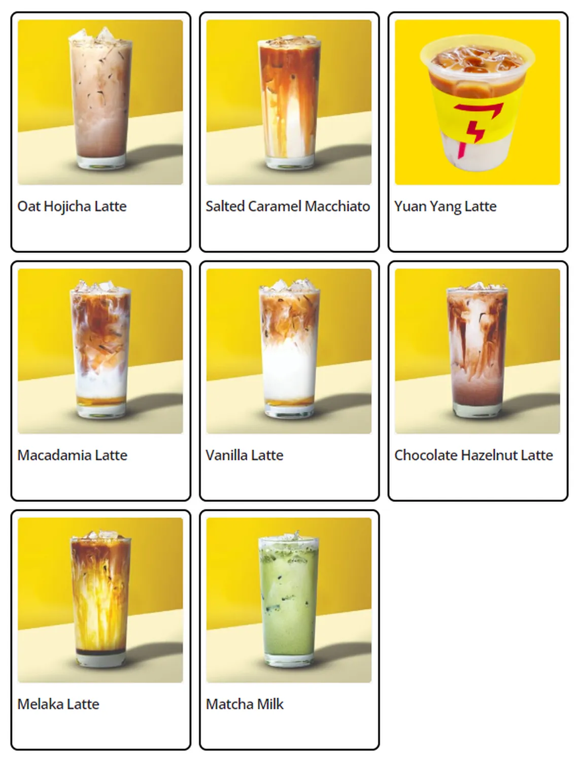 flash coffe menu singapore flavoured lattes 1
