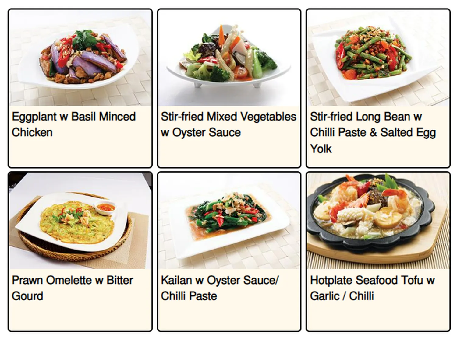 bali thai menu singapore vegetables