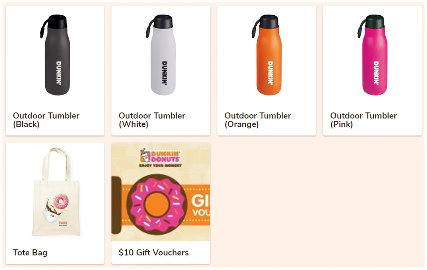 dunkin donuts menu singapore merchandise gift vouchers
