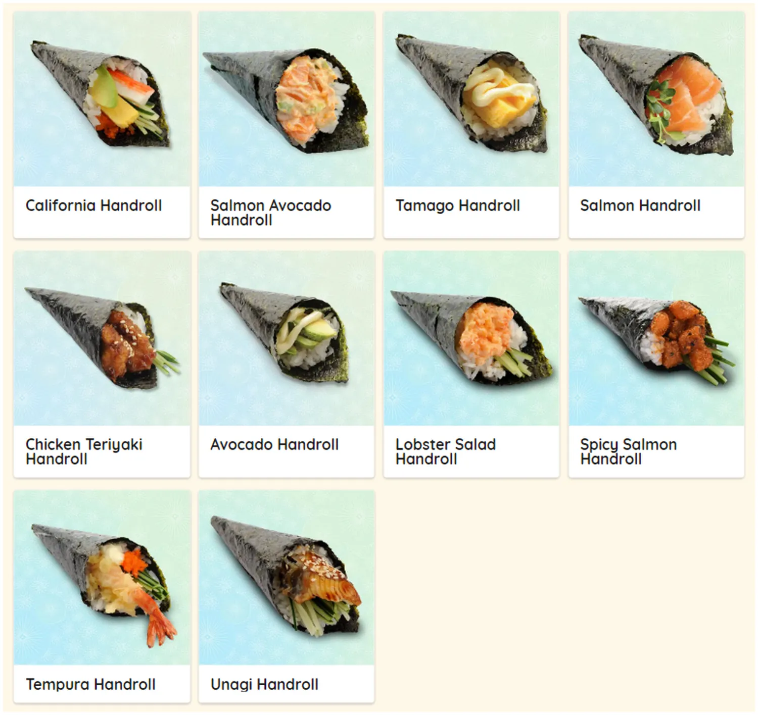 ichiban sushi menu singapore handroll 1
