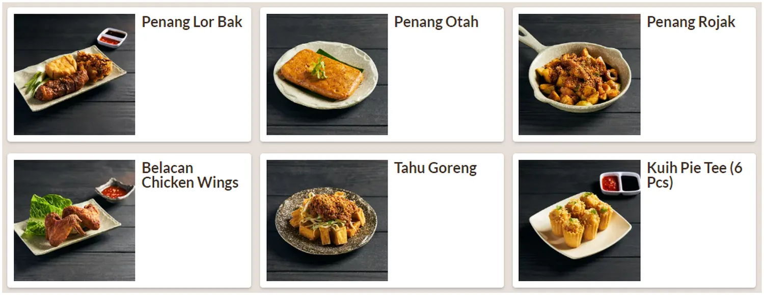 penang culture menu singapore side dishes