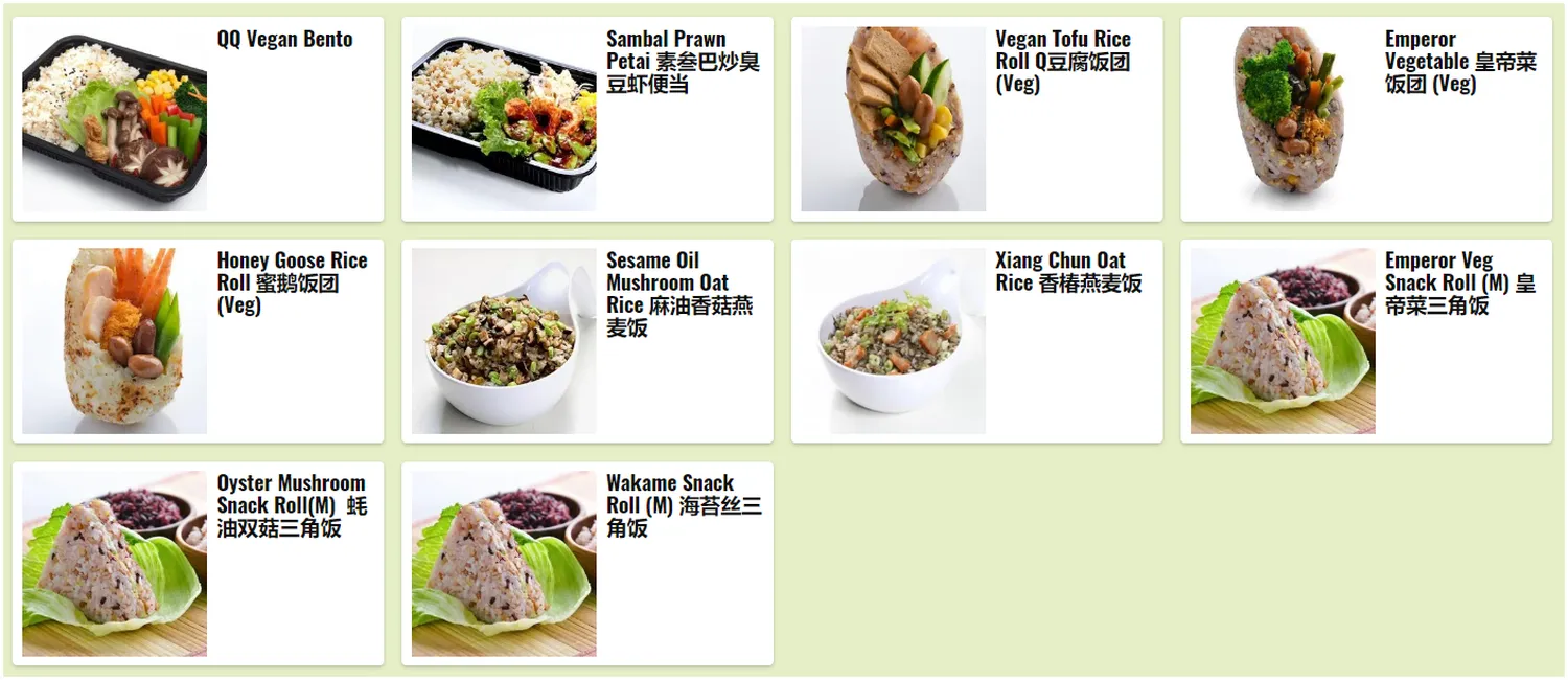 qq rice menu singapore vegetarian meals 1