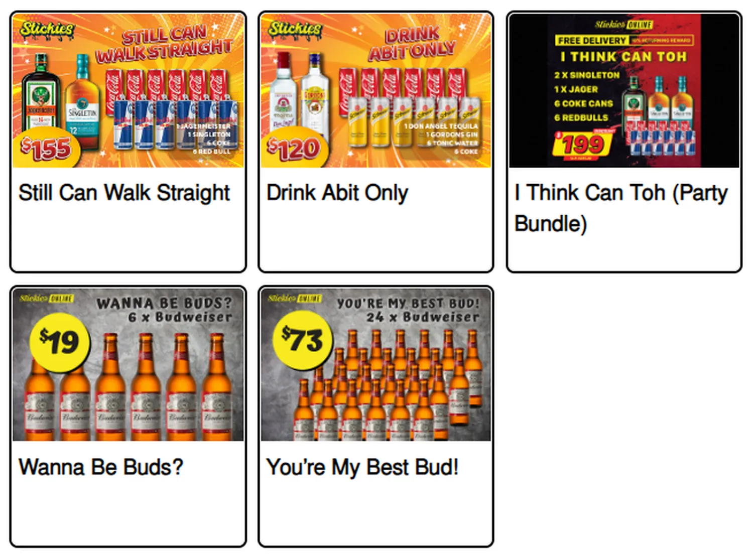 stickies menu singapore alcohol party bundles